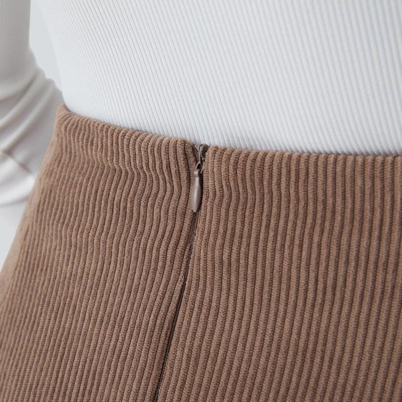 2-Piece High Waisted Corduroy Skirt