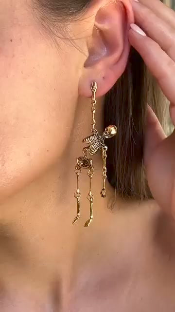 Gold Skeleton Earrings