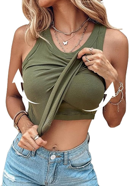 Ribbed Tank Top with Bra