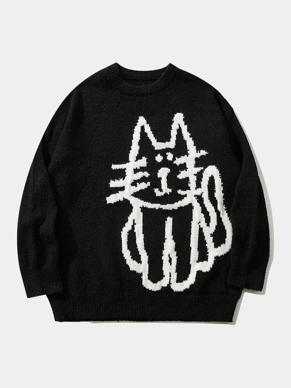 Cat Cartoon Print Sweatshirt