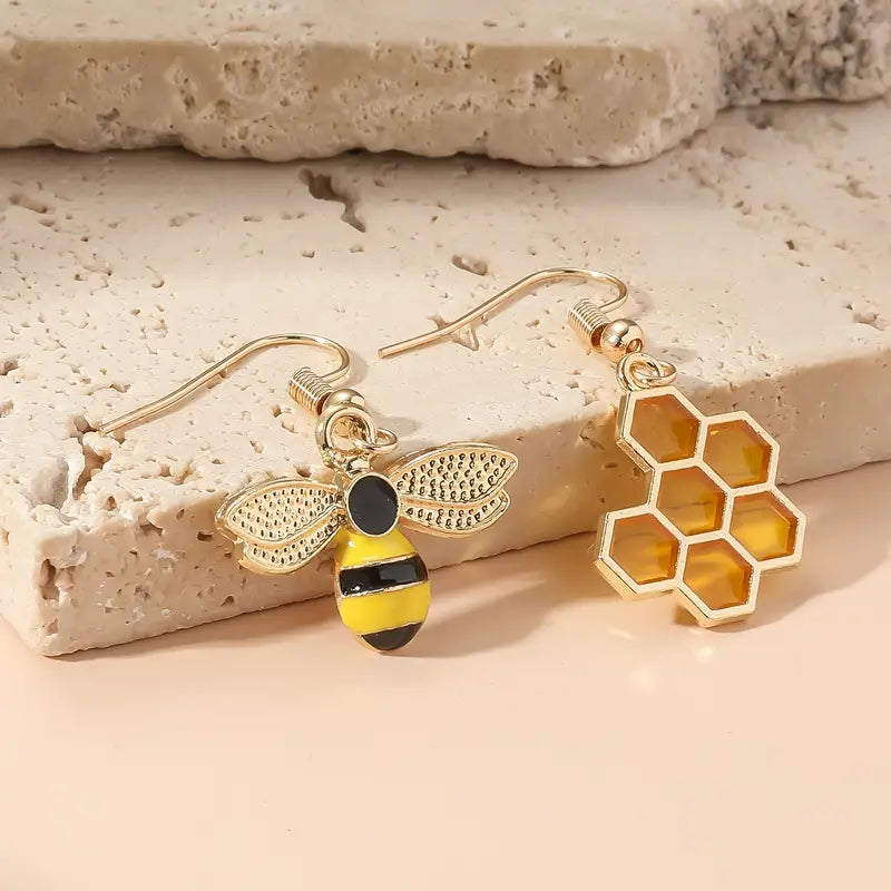 Asymmetric Honeycomb Earrings