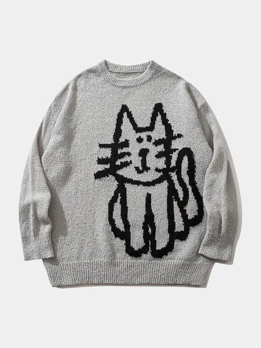 Cat Cartoon Print Sweatshirt