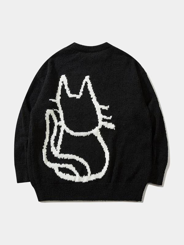 Cat Cartoon Print Sweatshirt