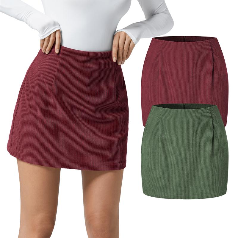 2-Piece High Waisted Corduroy Skirt